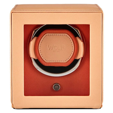 Wolf Cub Single Watch Winder With Cover - Seltzer Peach/Orange