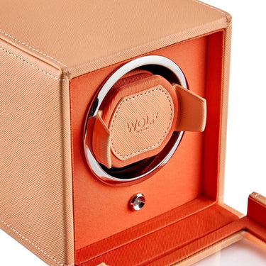 Wolf Cub Single Watch Winder With Cover - Seltzer Peach/Orange