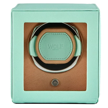 Cub Single Watch Winder With Cover - Seltzer Mint/Peach