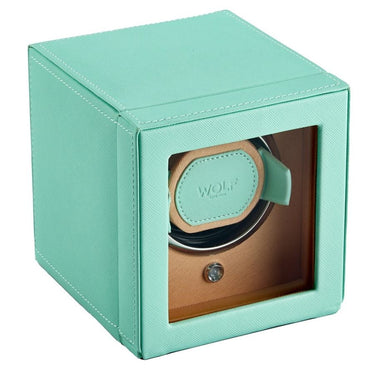 Cub Single Watch Winder With Cover - Seltzer Mint/Peach