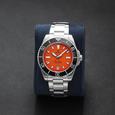 Monta Oceanking, 60-Minute Bezel, with Date, Orange Dial, Ceramic Bezel
