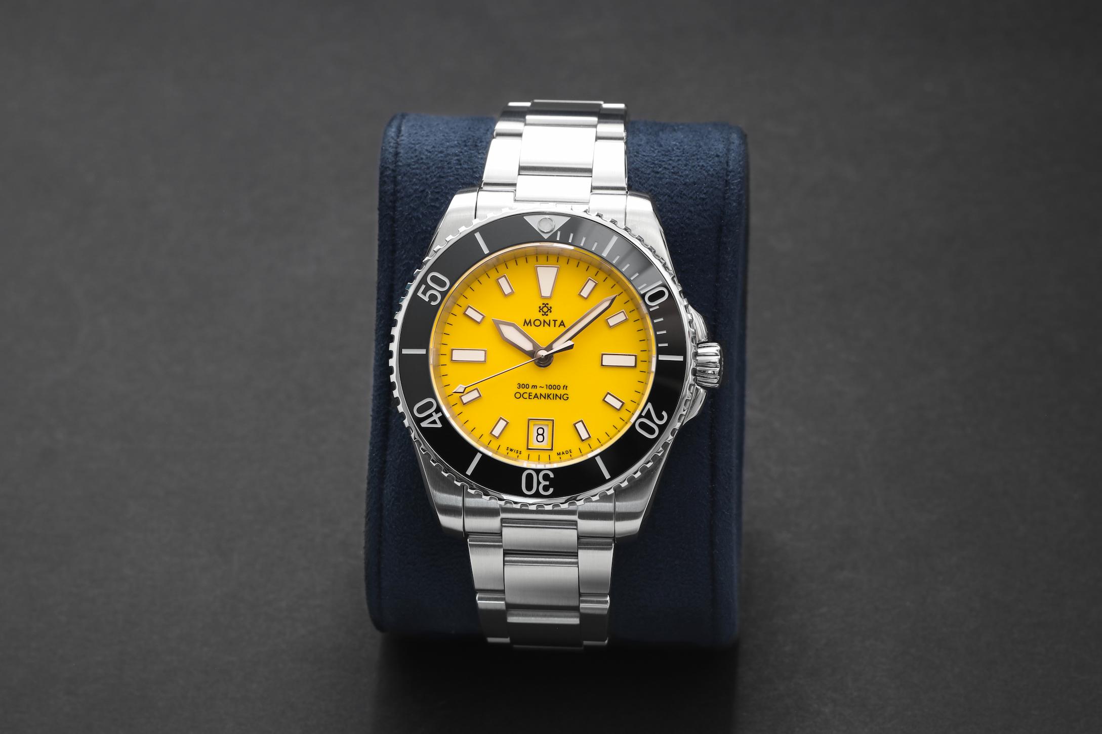 Monta Oceanking, 60-Minute Bezel, with Date, Yellow Dial, Ceramic Bezel