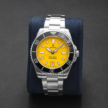 Monta Oceanking, 60-Minute Bezel, with Date, Yellow Dial, Ceramic Bezel
