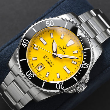 Monta Oceanking, 60-Minute Bezel, with Date, Yellow Dial, Ceramic Bezel