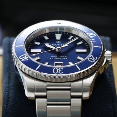 Monta Oceanking, 60-Minute Bezel, with Date, Blue Dial, Aluminum Bezel