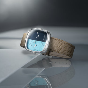 Dennison ALD Dual Time Turquoise & Falcon Eye Stone In Steel